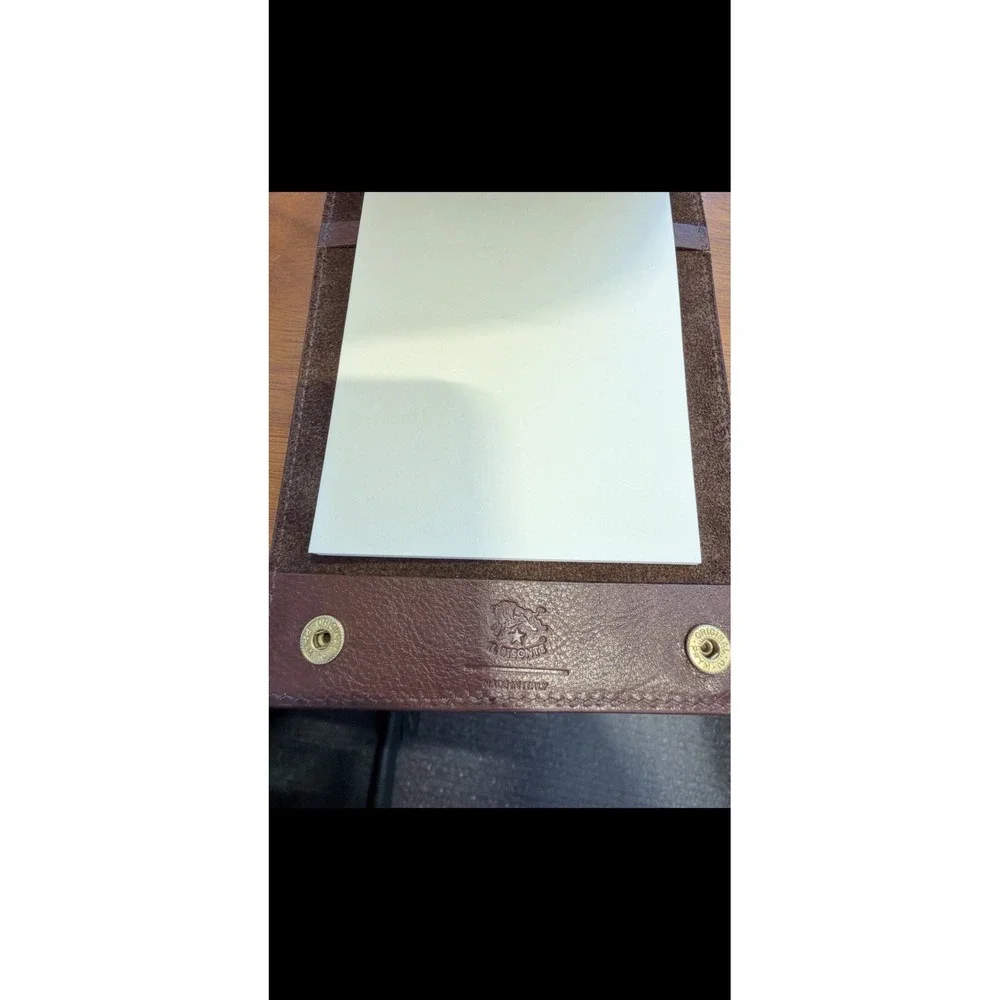 IL BISONTE Brown Italian LEATHER Note Pad Holder Made In Italy Pebbled Leather